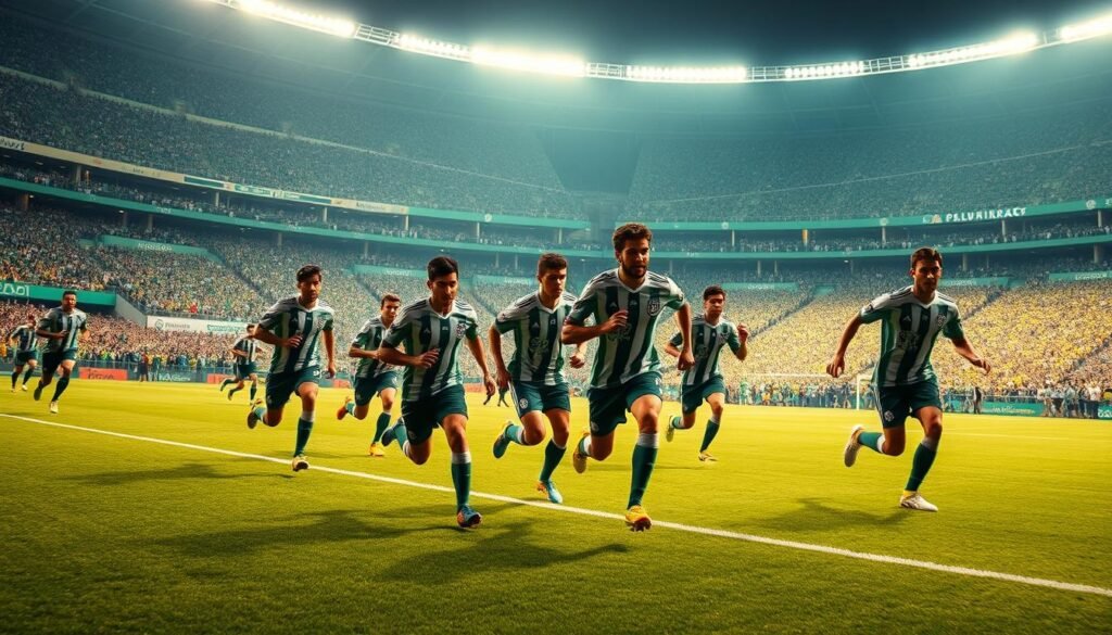 jogadores do Palmeiras em ação